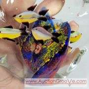 Hand-blown Glass Aquarium with Fish. 6 x 5. A