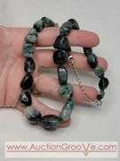 Unmarked Stauer Emerald Green Stone Necklace. 925. 18". MB