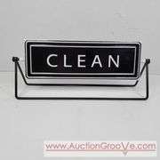 Metal Rotating Sign. CLEAN / DIRTY. 12 X 5. T2