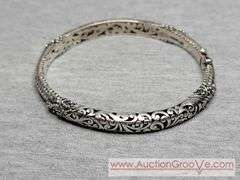 SARDA Sterling Silver Hinged Filigree Bangle Bracelet. 24g. JB