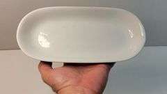 1936 UNITED STATES QUARTERMASTER CORPS oval plate or serving dish. U S Q M C Vintage White China Plate or Platter. Marked: McNicol China Clarksburg W. VA USQMC W. VA., ER W 431 QM-CCC-79 , March 31, 1