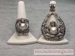 SARDA Sterling Silver Cultured White Mabe Pearl Monkey Ring Size 10 and Pendant. 30g Total. JB