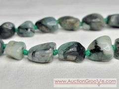 Unmarked Stauer Emerald Green Stone Necklace. 925. 18". MB
