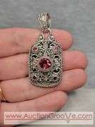 SARDA Sterling Silver Pink Topaz Pendant. 18.4g. JB