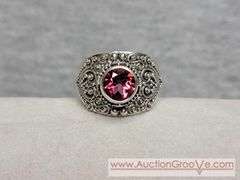 SARDA Sterling Silver Pink Mystic Topaz Ring Size 8 3/4. 9.8g. JB