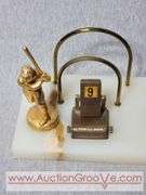 Baseball Themed Perpetual Calendar Desk Organizer. Letter and Pen Holder. 9 x 5.5 x 4.5. January - April and Sunday- Tuesday have discoloration and the baseball player needs some glue. But Everything 