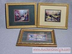 Three Matted and Framed Pieces. 2 matching frames are11 x 9.5 and the other is 12 x 10. A4