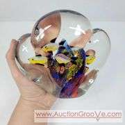 Hand-blown Glass Aquarium with Fish. 6 x 5. A