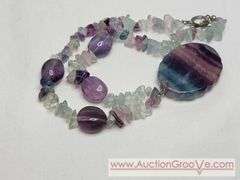 Rainbow Fluorite Dragon Pendant Necklace. 16". MB