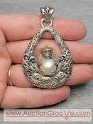 SARDA Sterling Silver Cultured White Mabe Pearl Monkey Ring Size 10 and Pendant. 30g Total. JB