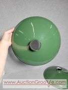 Three Green Porcelain Enamel Industrial Lamp Shades. 12" Diameter. B1