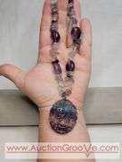 Rainbow Fluorite Dragon Pendant Necklace. 16". MB