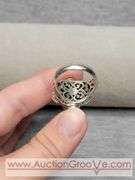SARDA Sterling Silver Ring. Artisan Gem Collection of Bali. .30CTW Ocal Cabochon and Trillion Tanzanite. Size 9. 12g. JB