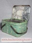 Vintage Metal Picnick Basket and Metal Bread Box. B2