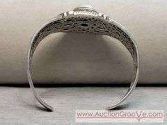 SARDA Sterling Silver Cultured White Mabe Pearl Bracelet. Bend to Adjust size. 46g. JB