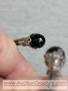 SARDA Sterling Silver Black Onyx Hinged Bangle Bracelet. Onyx has a few chips. 13.4g. JB