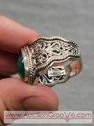 SARDA Sterling Silver Bracelet, Pendant, Earrings and Ring. Emerald Green. Adjustable Length Beacelet. 9-7.5", Ring Size 10. 68g total. JB