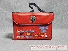 TWO Vintage SPP Vinyl Circus Fun Lunch Boxes. Rare Hard to Find.  8.5 x 6 x 5 and 5 x 4 x 3.5. A2