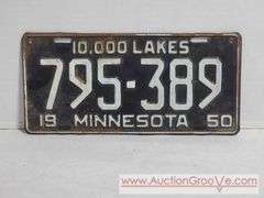1950 Minnesota License Plate. 10,000 Lakes. A4