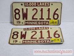 1964 Minnesota 10,000 Lakes License Plates. A4