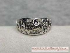 AURA By TJM. Marcasite and Garnet Sterling Silver Elephant Ring. Size 9. 3.3g. JB