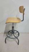 You are bidding on a Single, Swivel, Contoured Plywood, Adjustable Height Stools Chair by INTERION. 

More available in this auction.

Used and fully functional. See photos for details. 

From Company