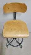 You are bidding on a Single, Swivel, Contoured Plywood, Adjustable Height Stools Chair by INTERION.  More available in this auction. Used and fully functional. See photos for details.  From Company in