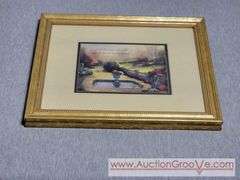 Three Matted and Framed Pieces. 2 matching frames are11 x 9.5 and the other is 12 x 10. A4
