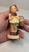 1972 Vintage M.I. Hummel "Sister" figurine, also known as "Girl with Basket" or "Little Sister".  Hummel. 4.5". TMK 4 mark © by Goebel, W. Goebel, W. Germany used up to 1972.