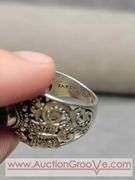 SARDA Sterling Silver Enerald Ring with Butterfly and Flowers. Size 10. 10.9g. JB
