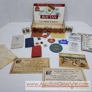 Roi-Tan cigar box filled with collectibles and advertising. La Crescent, Packers, Old Style amd more. See photos. A