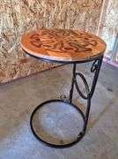 Slide Under Sofa, chair or bed. Tablet Desk. End Table. TV Tray. Snack Table. Side Table. 18" diameter wooden top stands 26.75" high. From Pier One. MA