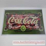 Delicious and Refreshing Drink Coca-Cola. Reproduction paper sign in hard plastic sleeve. 17 x 12. A