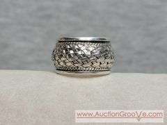 SARDA Sterling Silve Basket Weave Spinner Ring. Size 7. 8.1g. JB