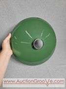 Three Green Porcelain Enamel Industrial Lamp Shades. 12" Diameter. B1
