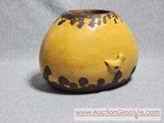 Yellow and Brown Ceramic Lidded Chicken Dish. 8 x 6 x 8. A3