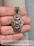 SARDA Sterling Silver Pure Pink and Mystic Topaz Pendant. 13.2g. JB