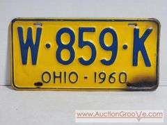 1960 Ohio License Plate. A4