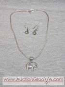 SARDA Sterling Silver Elephant 17" Necklace with Earrings. Total weight 28g 925. JB