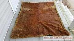 Antique horse sleigh lap blanket made from horse hide and wool. Manufactured by Mason City Furriers Kobe and Tanning Co. Lap blanket 66x55. Keep warm on the sleigh or use as home decor. Has a few "bal