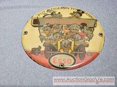 Esso "Put a Tiger in Your Tank" 25 Year Disney Anniversary Round Porcelain Enamel Advertising Sign. 12" diameter. A2
