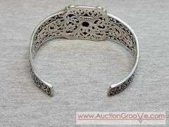 SARDA Sterling Silver Cultured White Mabe Pearl Bracelet. Bend to Adjust size. 46g. JB