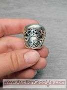 SARDA Sterling Silver Cultured White Mabe Pearl Monkey Ring Size 10 and Pendant. 30g Total. JB