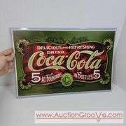 Delicious and Refreshing Drink Coca-Cola. Reproduction paper sign in hard plastic sleeve. 17 x 12. A