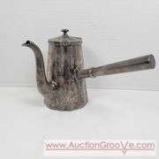 Reed and Barton Silver Soldered coffee, Plymouth salt and pepper Shakers and cream and sugar on a bent tray. A