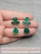 SARDA Sterling Silver Bracelet, Pendant, Earrings and Ring. Emerald Green. Adjustable Length Beacelet. 9-7.5", Ring Size 10. 68g total. JB