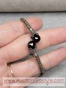 SARDA Sterling Silver Black Onyx Hinged Bangle Bracelet. Onyx has a few chips. 13.4g. JB