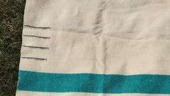 HUDSON BAY WOOL BLANKET. Zoom in on photos to examine condition. 83 X 66".