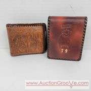 Two Vintage Hand Tooled Leather Wallets. A