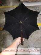 Antique Umbrella. Wooden Handle. A2